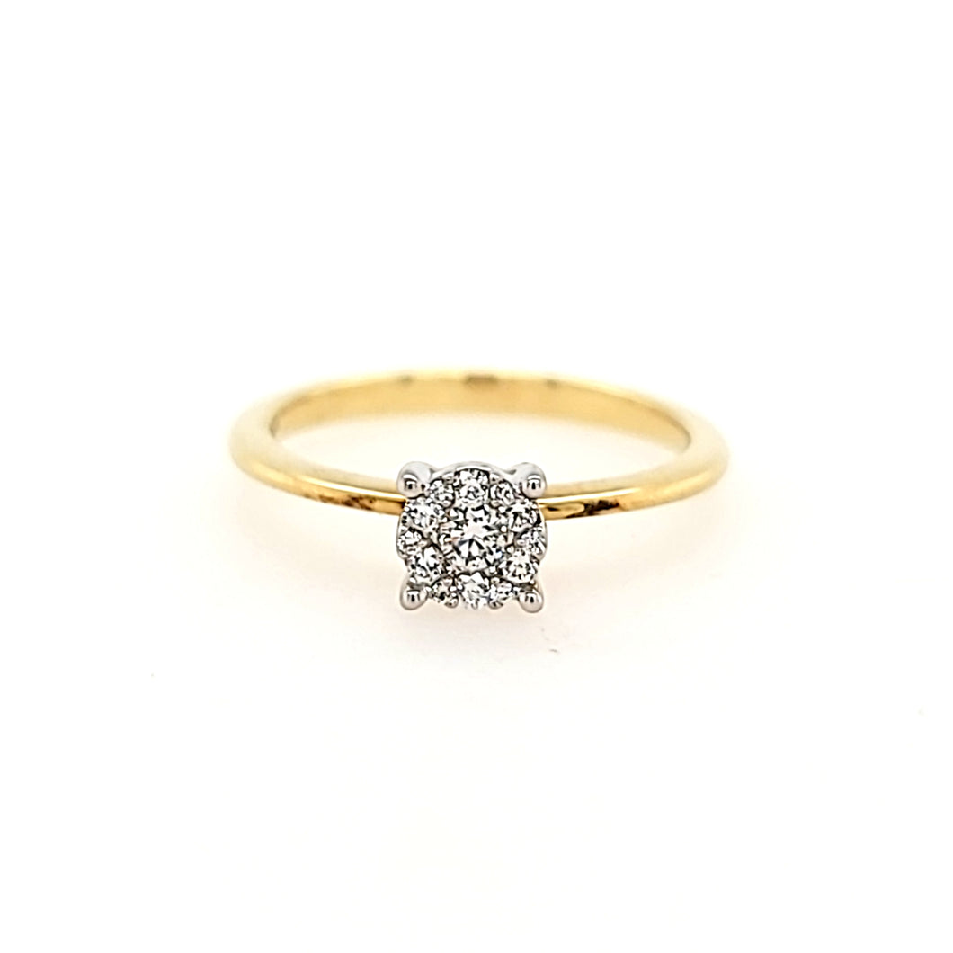 14k Yellow & White Gold Diamond Cluster Engagement Ring (I4191)