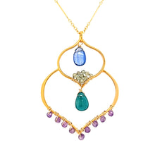 Load image into Gallery viewer, AVF Gold Moroccan Inspired Amethyst, Grandidierite, Kyanite &amp; Apatite Chain Necklace (SI3715)
