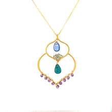 Load image into Gallery viewer, AVF Gold Moroccan Inspired Amethyst, Grandidierite, Kyanite &amp; Apatite Chain Necklace (SI3715)
