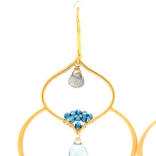 Load image into Gallery viewer, AVF Gold Moroccan Inspired Labradorite, Moss Aqua &amp; Blue Quartz Large Dangle Earrings (SI3759)
