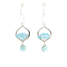 Load image into Gallery viewer, AVF Silver Petite Moroccan Style Beaded Apatite &amp; Green Quartz Drop Earrings (SI3749)
