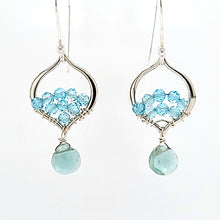 Load image into Gallery viewer, AVF Silver Petite Moroccan Style Beaded Apatite &amp; Green Quartz Drop Earrings (SI3749)
