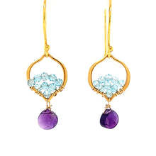 Load image into Gallery viewer, AVF Gold Petite Moroccan Style Beaded Apatite &amp; Amethyst Earrings (SI3752)
