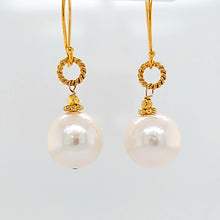 Load image into Gallery viewer, AVF Gold White Pearl Drop Earrings (SI3734)
