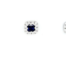 Load image into Gallery viewer, 18k White Gold Diamond &amp; Sapphire Stud Earrings (I7653)
