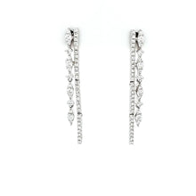 Load image into Gallery viewer, 14k White Gold Diamond Bar &amp; Diamond Marquise Pod Drop Earrings (I5585)
