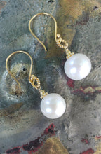 Load image into Gallery viewer, AVF Gold White Pearl Drop Earrings (SI3734)
