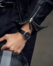 Load image into Gallery viewer, Bulova Men's 'Hudson' Black Face & Black Leather Band Watch (I9142)