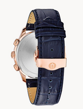 Load image into Gallery viewer, Bulova Men's Navy Blue Watch with Rose Tone Case (I3982)