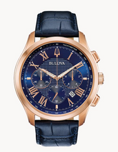Load image into Gallery viewer, Bulova Men's Navy Blue Watch with Rose Tone Case (I3982)