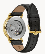 Load image into Gallery viewer, Bulova Men's 'American Clipper' Black Dial, Gold Case, Black Leather Band (I6933)