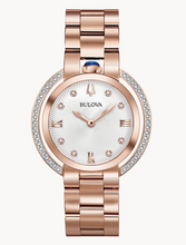 Load image into Gallery viewer, Bulova "Rubiyat" Diamond Rose Gold Tone Watch (I7132)