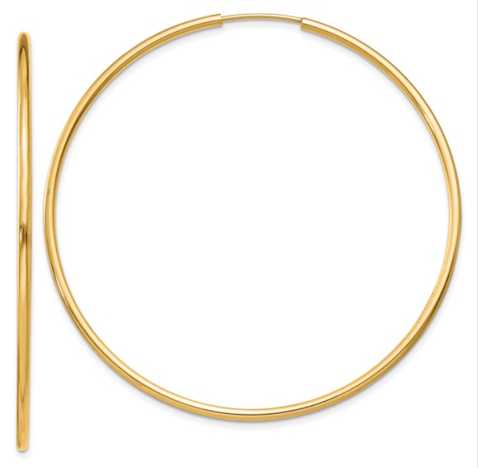14k Yellow Gold Large Endless Hoop Earrings (I7335)