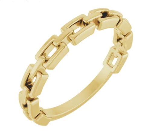 14k Yellow Gold Chain Link Ring (I7367)