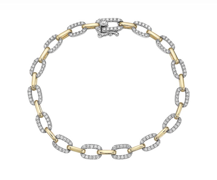 14k Yellow & White Gold Diamond Link Bracelet (I7417)