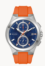 Load image into Gallery viewer, Bulova Men's 'Maquina' by Marc Anthony Blue Face & Orange Band Watch (I8221)