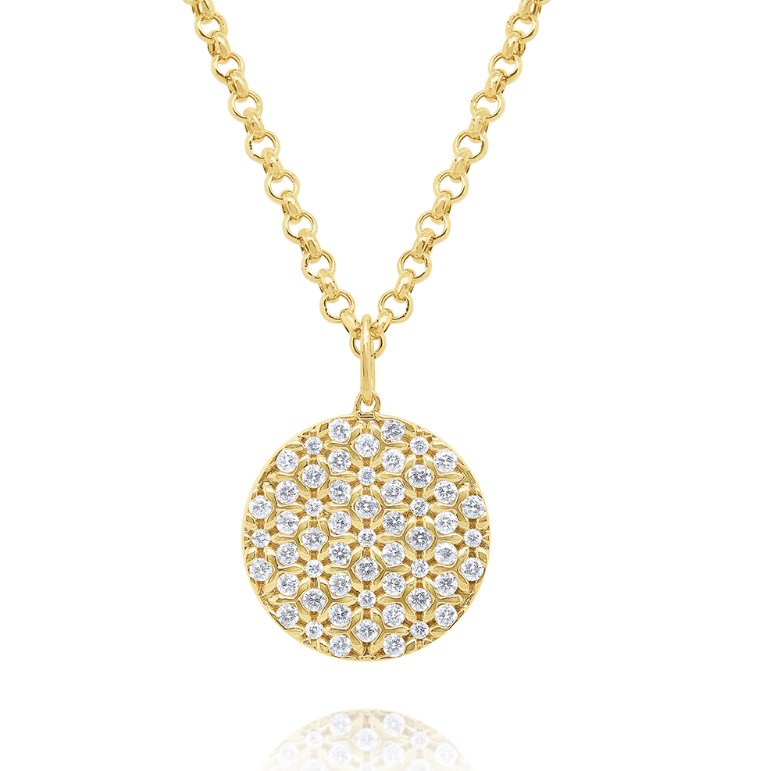 14kt Diamond Pavé Disc Pendant Necklace main image 0