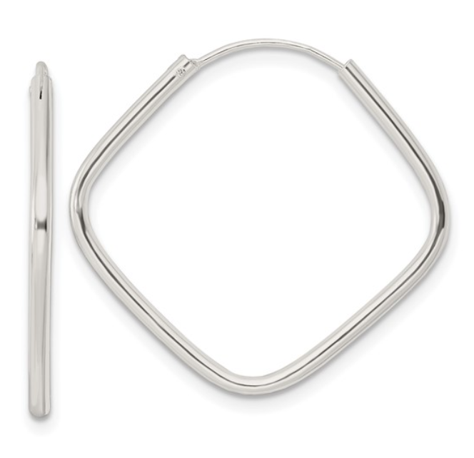 Sterling Silver Endless Square Hoop Earrings (SI3017)