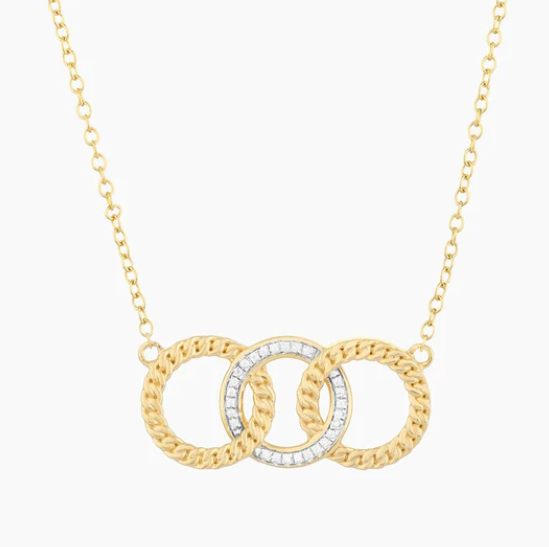 Ella Stein Gold Interlocking 3 Ring Necklace (SI3069)
