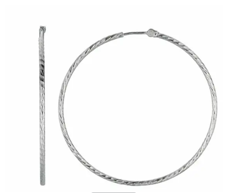 Sterling Silver Textured Hoop Earrings (SI3236)