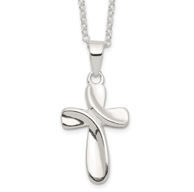 Sterling Silver Raised Cross Necklace (SI3860)