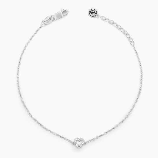 Ella Stein Sterling Silver/Gold Plated Petite Diamond Heart Bracelets