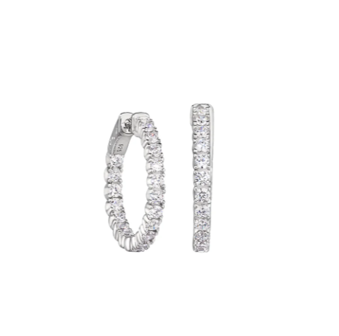 Kelly Waters Platinum Finish Inside Out CZ Hoop Earrings  (SI6030)
