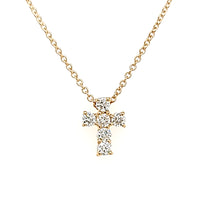 Load image into Gallery viewer, Yellow Gold Diamond Cross Necklace (I7668)
