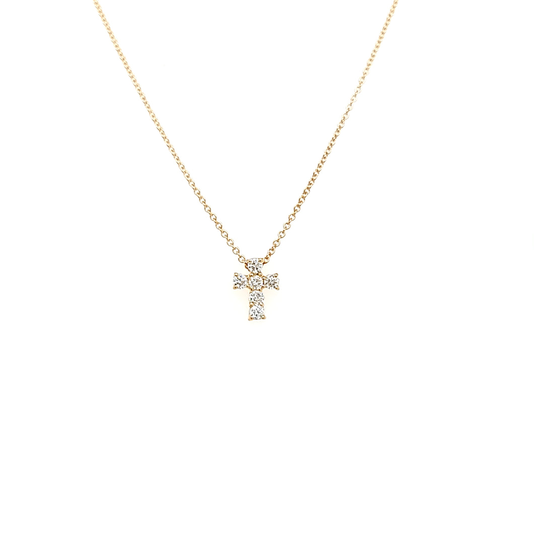Yellow Gold Diamond Cross Necklace (I7668)