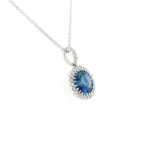 Load image into Gallery viewer, London Blue Topaz &amp; Diamond Halo Necklace (I2094)
