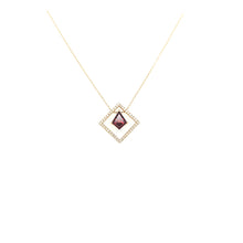 Load image into Gallery viewer, Yellow Gold Garnet &amp; Diamond Geometric Necklace (I6509)
