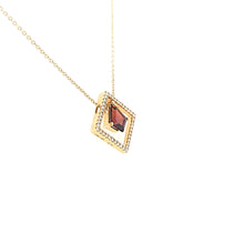 Load image into Gallery viewer, Yellow Gold Garnet &amp; Diamond Geometric Necklace (I6509)
