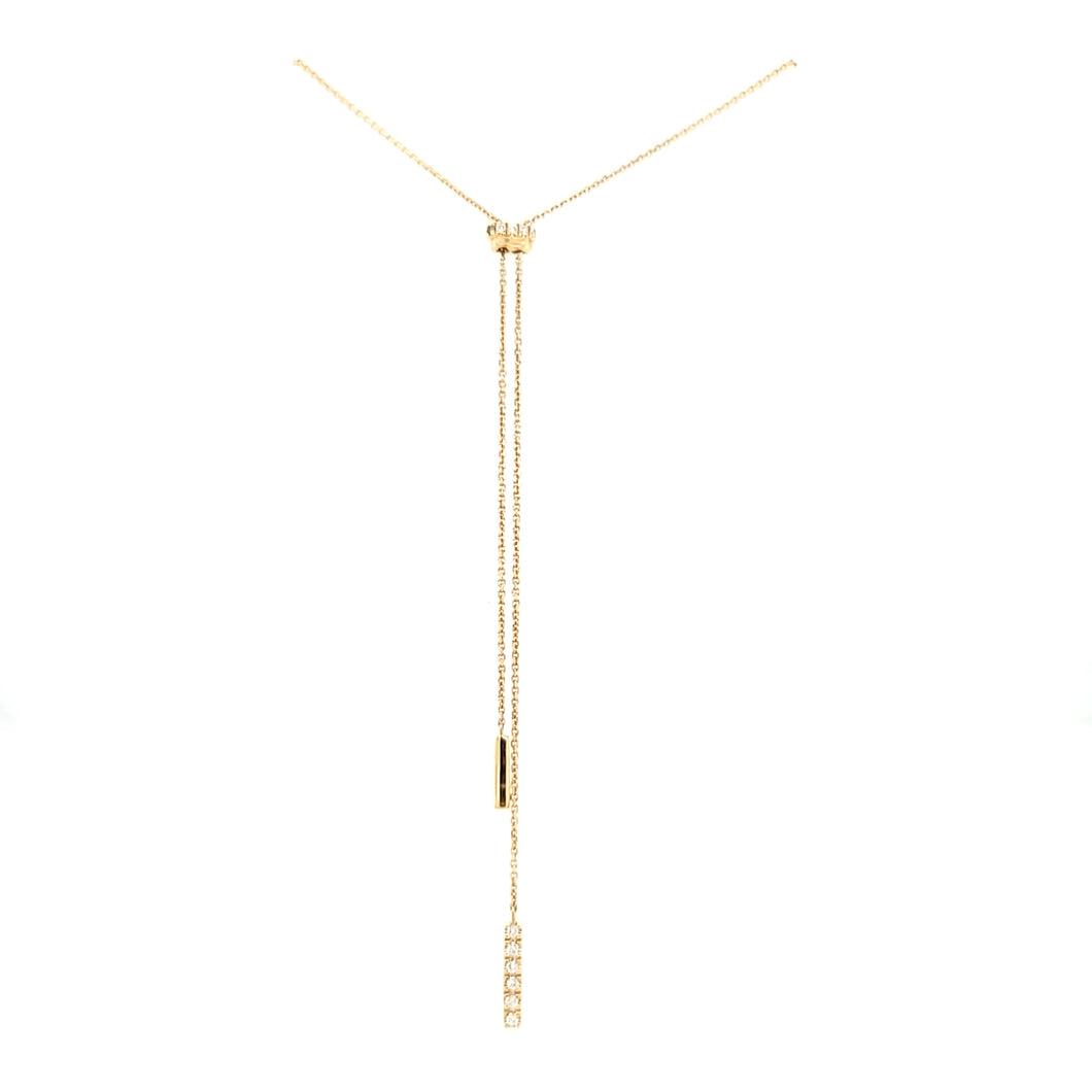 14k Yellow Gold Diamond Tassel Y Necklace (I6206)