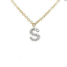Load image into Gallery viewer, Yellow Gold Diamond &#39;S&#39; Dangle Initial Necklace (I6095)
