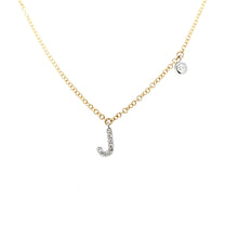 Load image into Gallery viewer, Yellow Gold Diamond &#39;J&#39; Dangle Initial Necklace (I5946)
