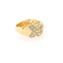 Load image into Gallery viewer, 14k Yellow Gold Diamond Scalloped Wide Ring (I7613)
