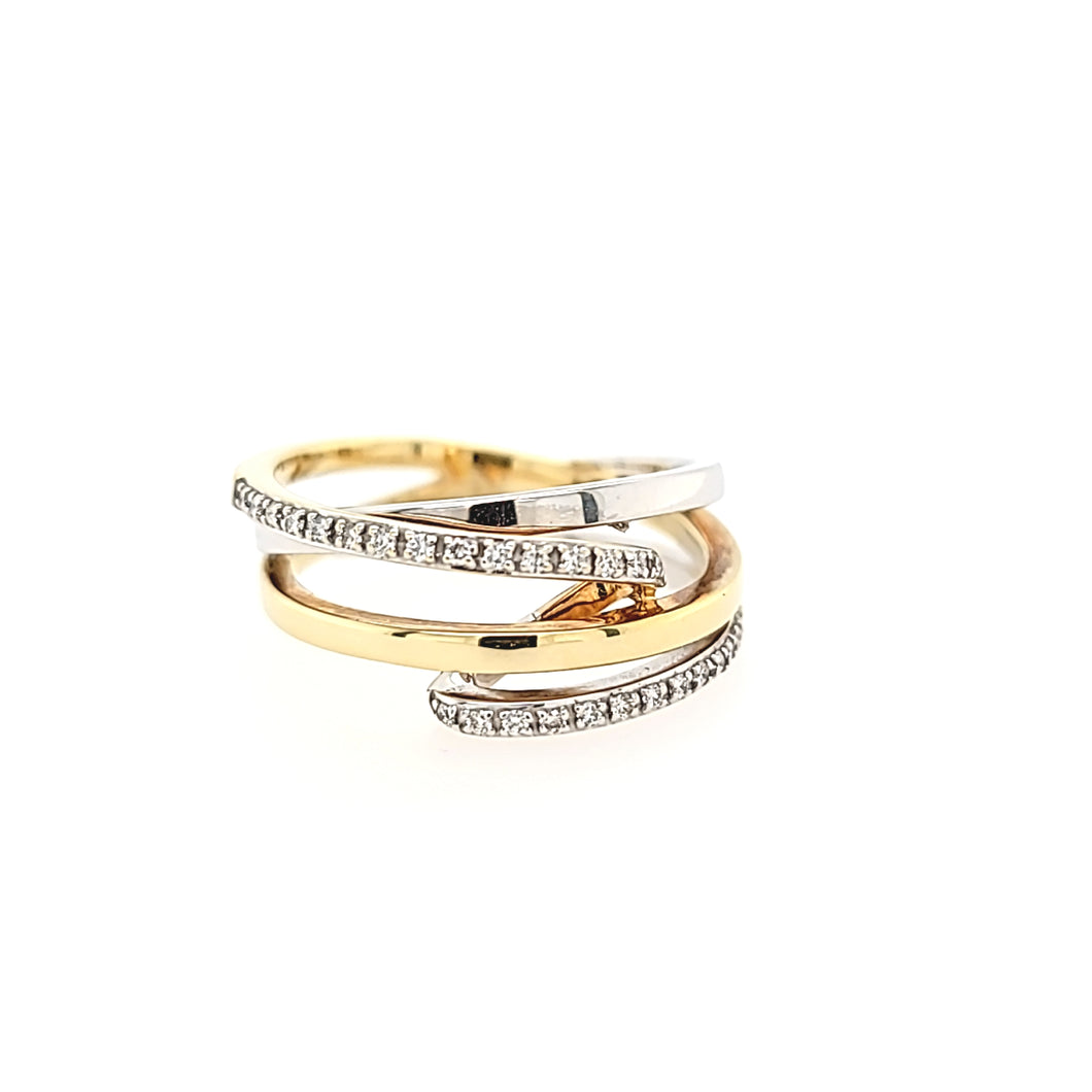 Two Tone Multi-Band Crossover Wide Ring (I1525)