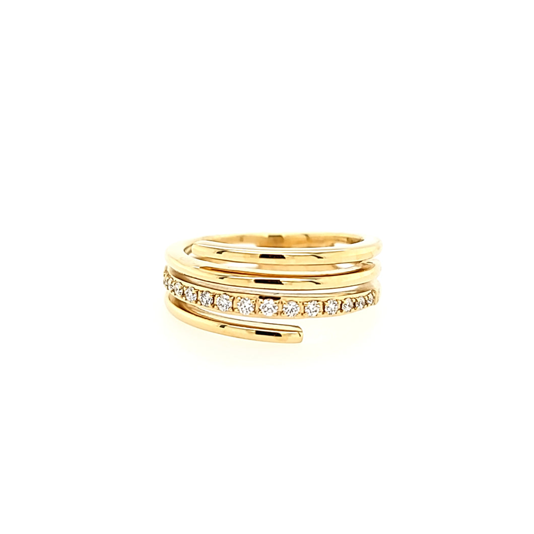 14k Yellow Gold Diamond Multi-Band Wraparound Ring (I5591)