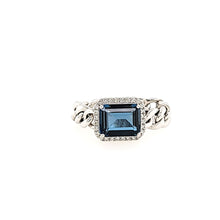 Load image into Gallery viewer, White Gold London Blue Topaz Chain Ring (I7703)
