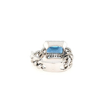 Load image into Gallery viewer, White Gold London Blue Topaz Chain Ring (I7703)
