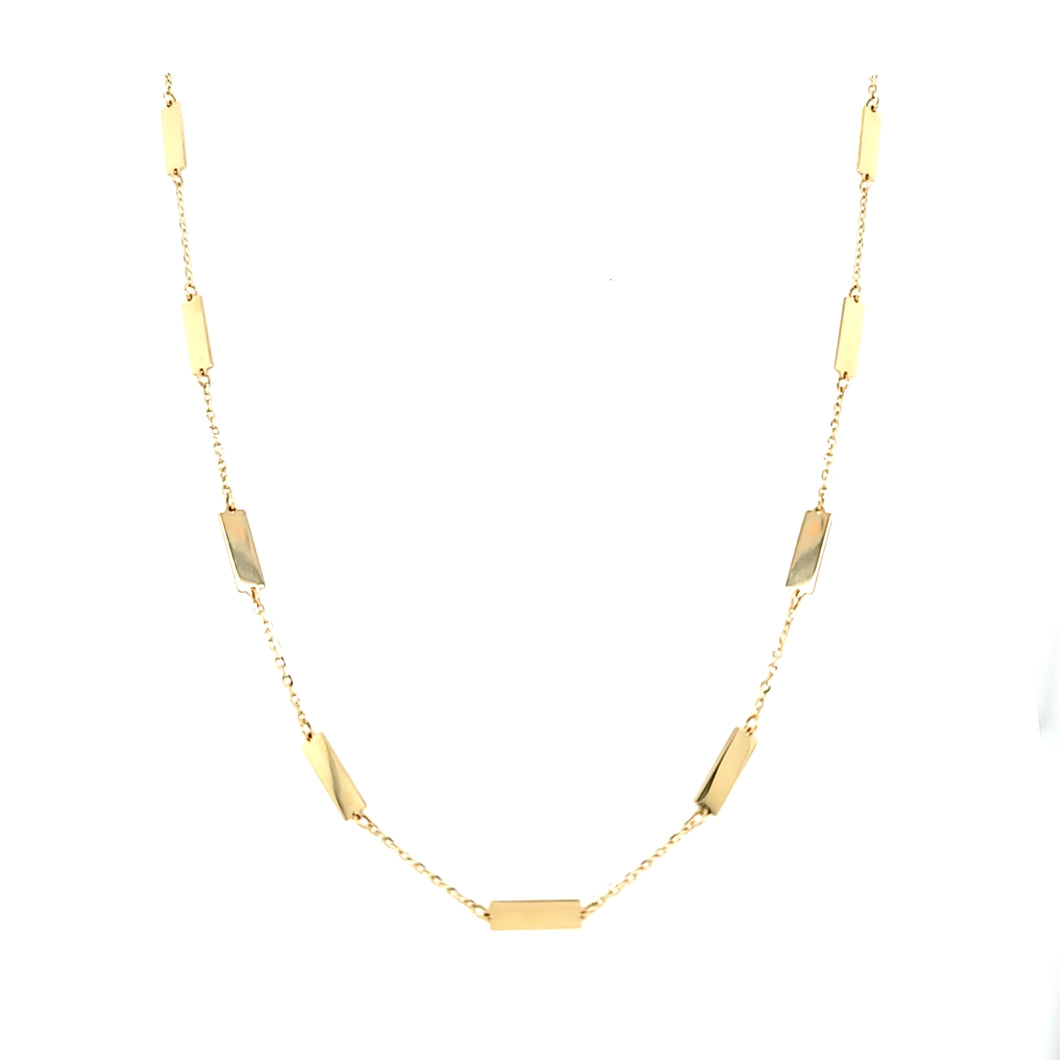 14k Yellow Gold Rectangle Station Necklace (I7770)
