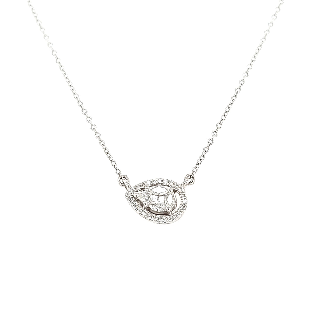 White Gold Diamond Pear Shaped Necklace (I4117)