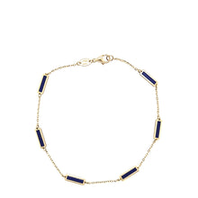 Load image into Gallery viewer, 14k Yellow Gold Rectangle Lapis Bracelet (I7778)
