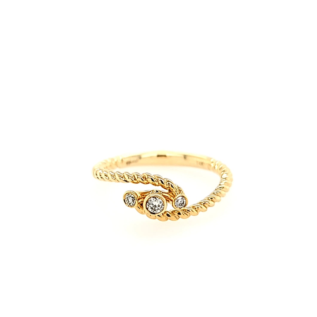 Yellow Gold Rope Bezel Diamond Ring (I3064)