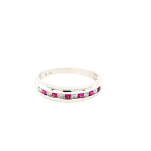 Load image into Gallery viewer, 14k White Gold Diamond &amp; Ruby Stacker Ring (I897)
