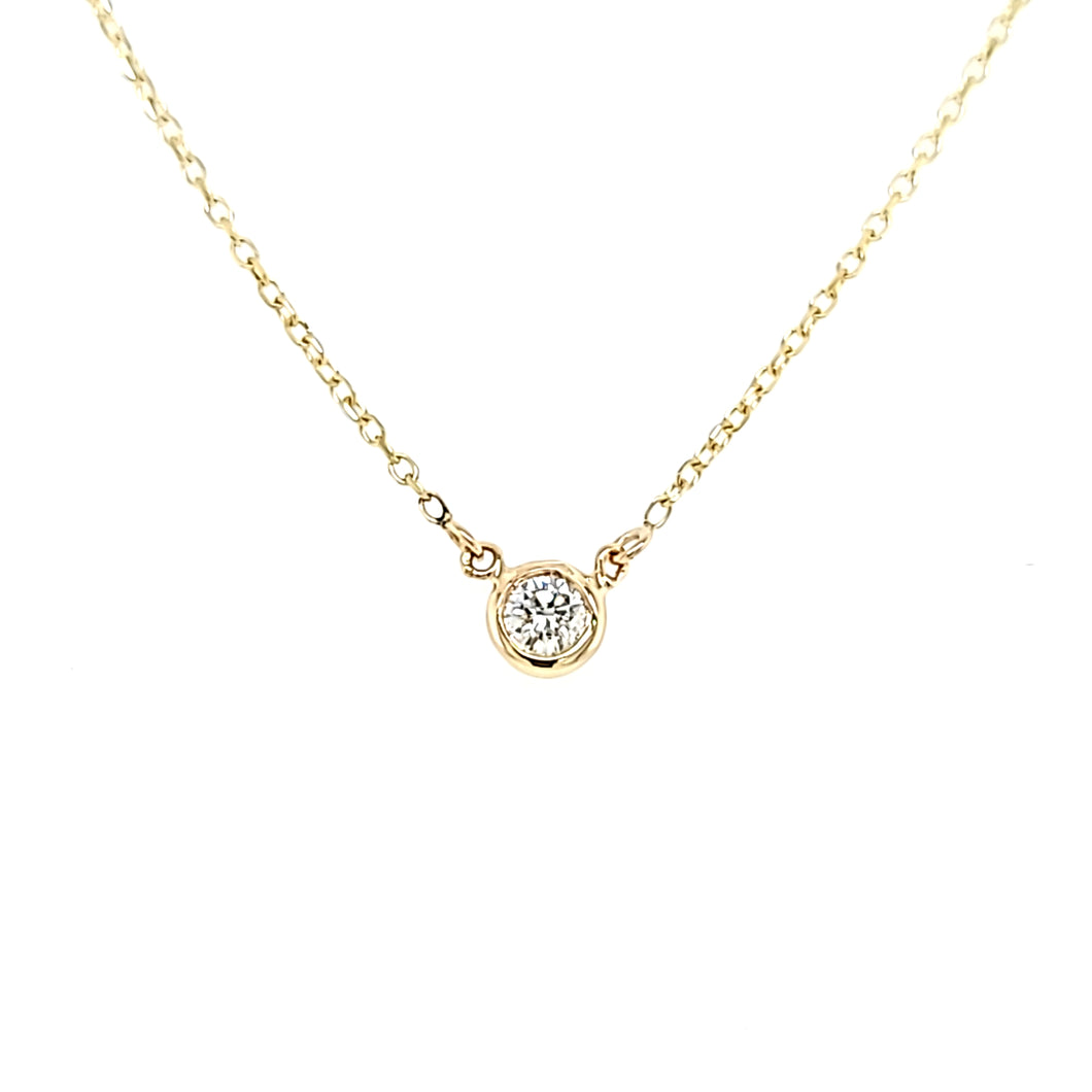 Yellow Gold Single Bezel Diamond Necklace (I7834)