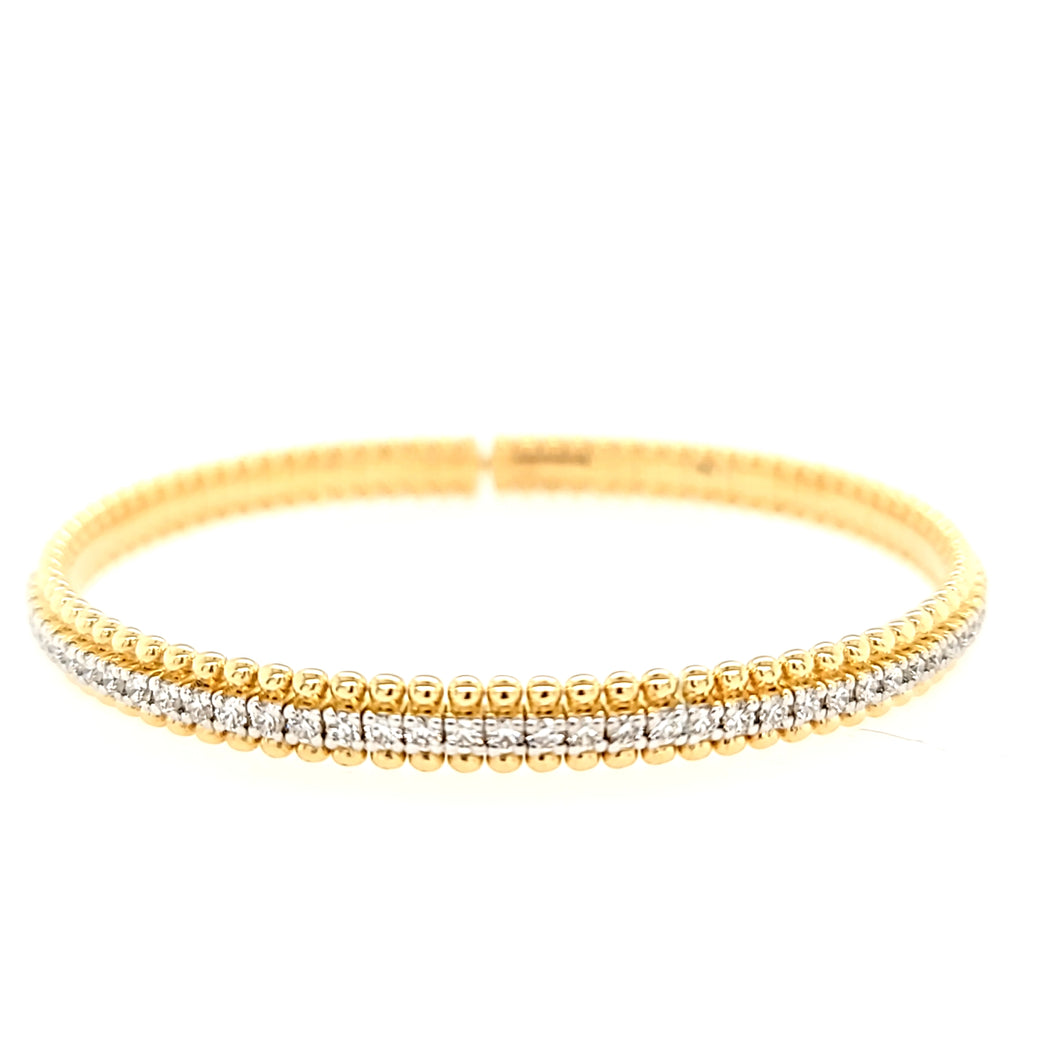 18k Yellow Gold Diamond Flex Cuff Bracelet (I7790)