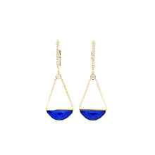 Load image into Gallery viewer, Yellow Gold Semi Circle Lapis Dangle Earrings (I7788)
