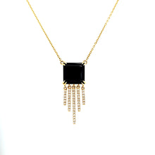 Load image into Gallery viewer, 18k Yellow Gold Onyx &amp; Diamond Dangle Necklace (I7715)
