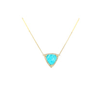 Load image into Gallery viewer, 18k Yellow Gold Amazonite &amp; Diamond Necklace (I8400)
